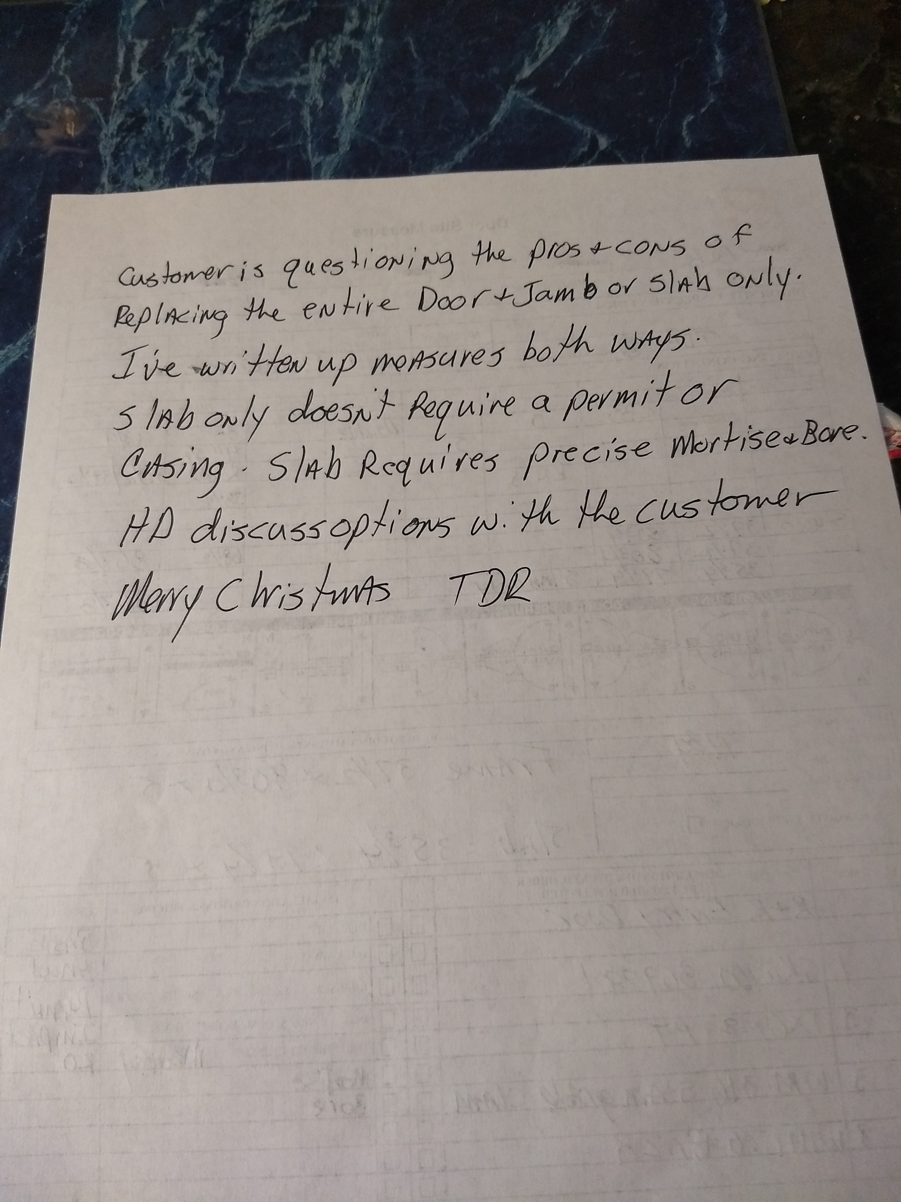 The Home Depot guy was hopeful I'd pay the $1000 to have them install the door