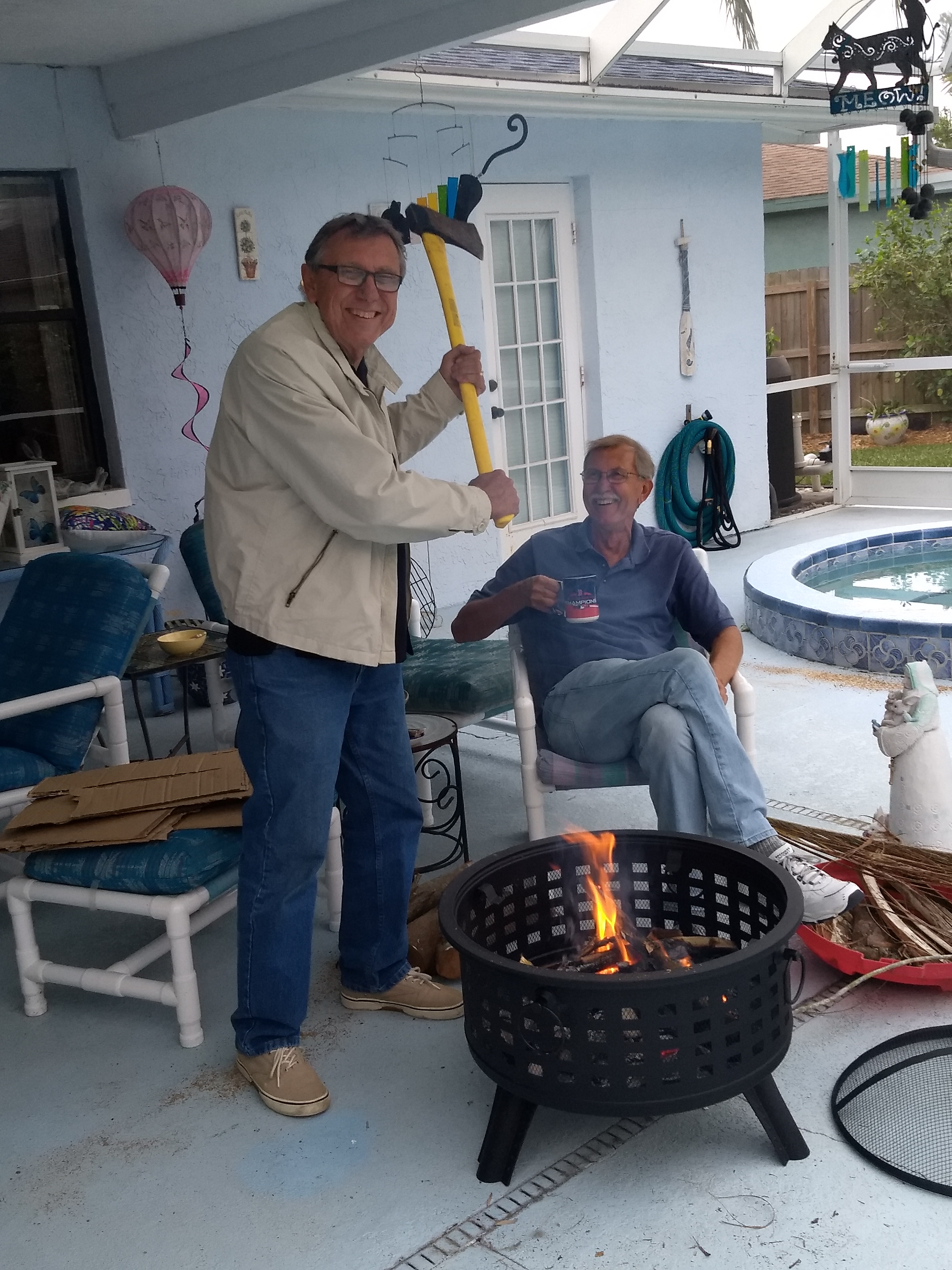 John and Walt relaxing by the fire