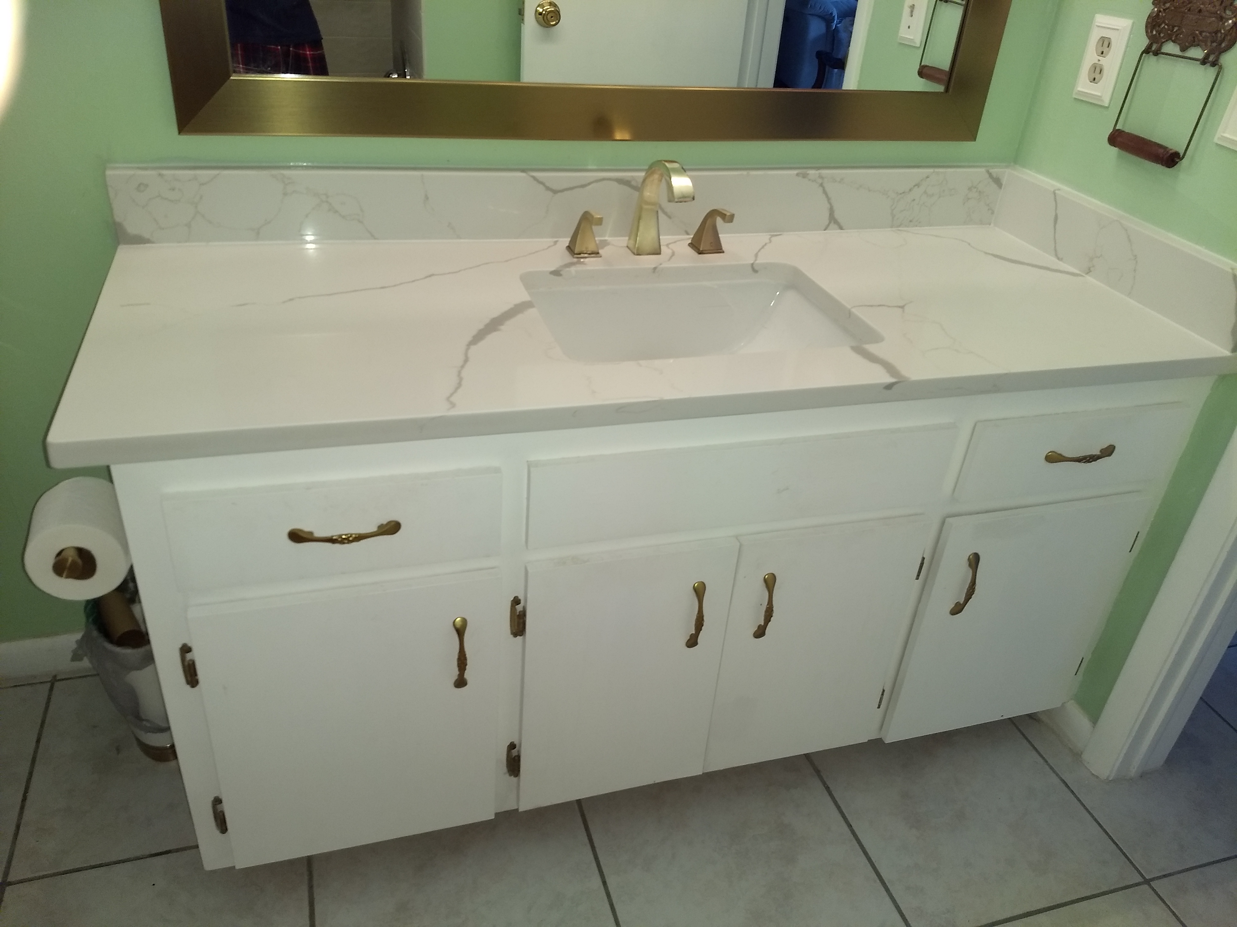 Refurbished cabinets with new vanity top