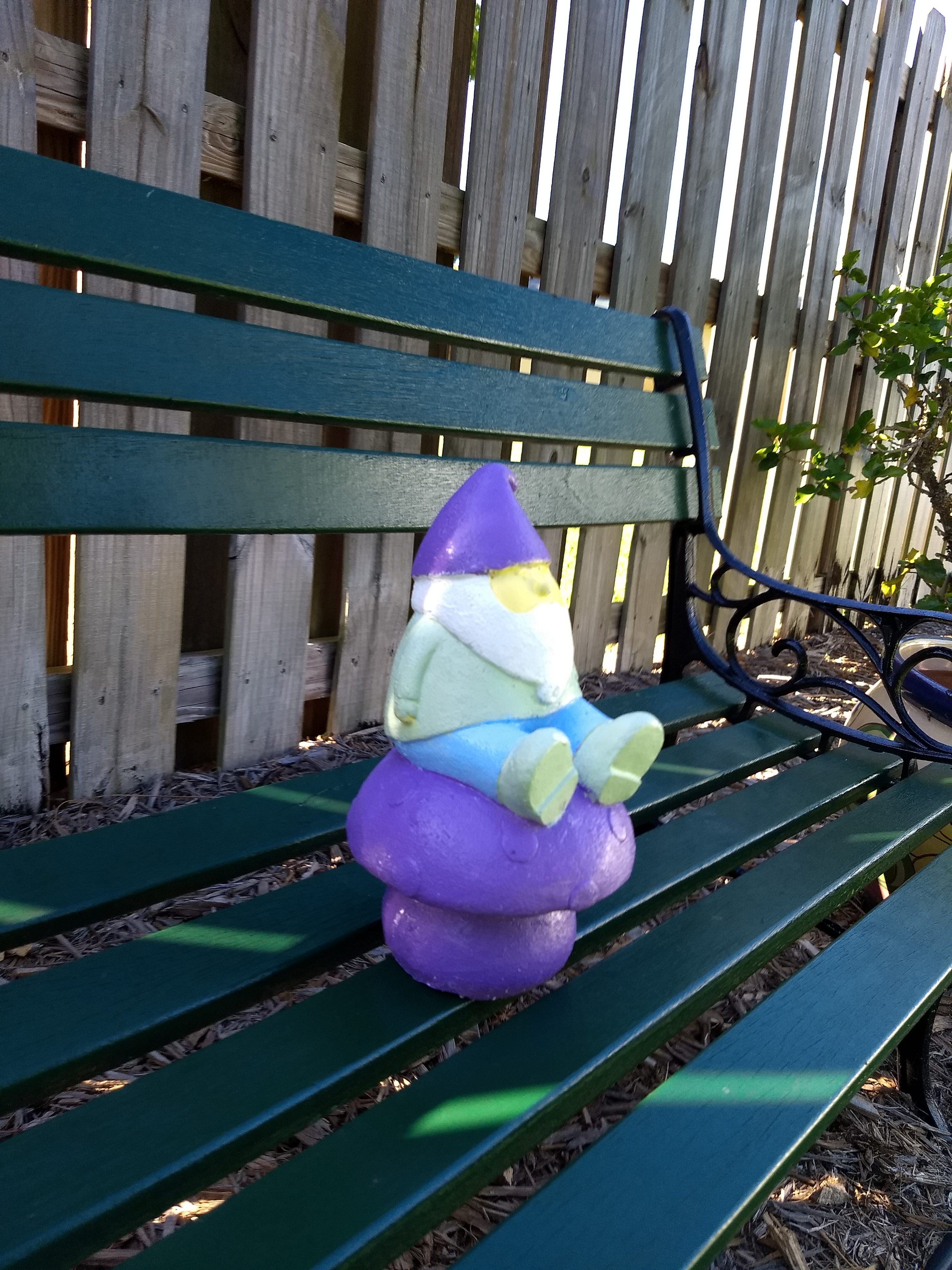 Gnome on bench after painting